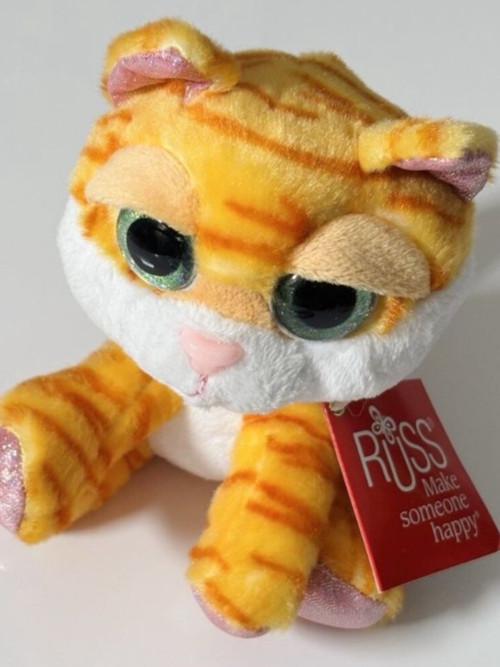 Vintage 90s Y2K Russ Lil Peepers "Amber" Orange Tabby Collectible Plush 6-7 Inch